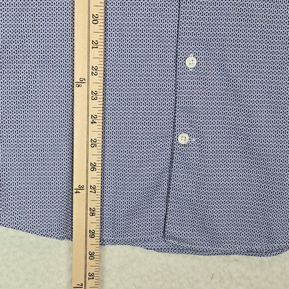 Rodd & Gunn L Italian‎ Cotton Shirt Blue White Geometric Microprint Sports Fit - Picture 13 of 14